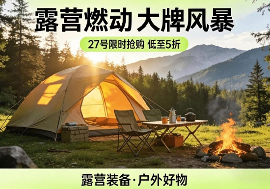 2026京东露营燃动大牌日，户外大牌装备低至5折活动上线图片